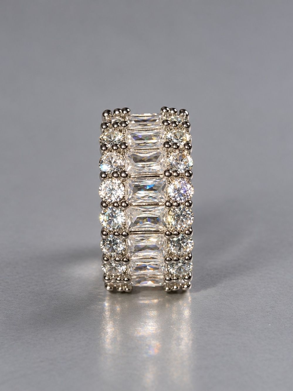 Crystal and Silver -tone Multi-Row Eternity Ring - Clear Size 8